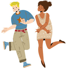 Dancing couple, cartoon, vector, illustration,