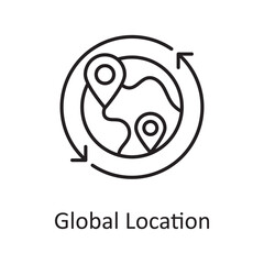 Global Location vector outline Icon Design illustration. Miscellaneous Symbol on White background EPS 10 File