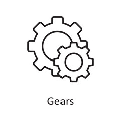 Gears vector outline Icon Design illustration. Miscellaneous Symbol on White background EPS 10 File