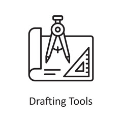 Drafting Tools vector outline Icon Design illustration. Miscellaneous Symbol on White background EPS 10 File