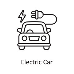 Electric Car vector outline Icon Design illustration. Miscellaneous Symbol on White background EPS 10 File