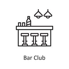 Bar Club vector outline Icon Design illustration. Miscellaneous Symbol on White background EPS 10 File