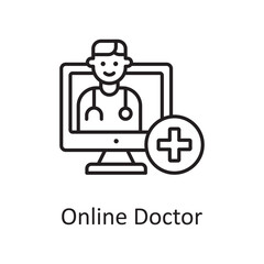 Online Doctor vector outline Icon Design illustration. Miscellaneous Symbol on White background EPS 10 File