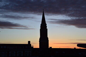 Fototapeta premium Sunrise over the Historical Town Hall in Kiel, the Capital City of Schleswig - Holstein