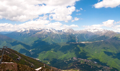 Mountain peaks in Krasnaya Polyana, Sochi.