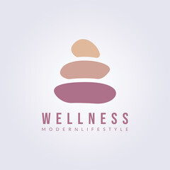 wellness zen stone logo vector illustration design, balancing stone freshness symbol