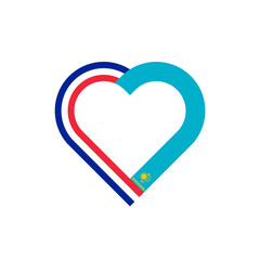 heart outline icon of france and kazakhstan flags. vector illustration isolated on white background	