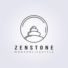 simple line balance stone logo badge vector illustration design