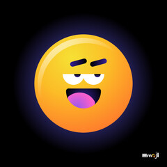 Cute round Emoticon. Yellow Emoji faces emoticon smile, digital smiley expression emotion feelings, chat cartoon emotes. Vector illustration icon