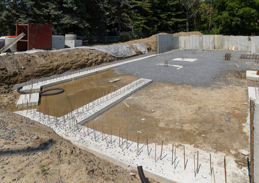 Concrete foundation partially built