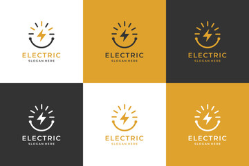 Fototapeta na wymiar Flat design electric logo vector