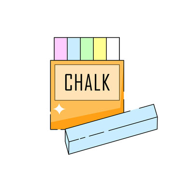 Orange box with blue chalk in front