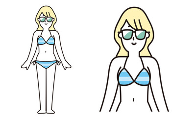 水着の女性のイラスト素材。