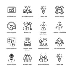 Business And Managment Outline Icons - Stroked, Vectors