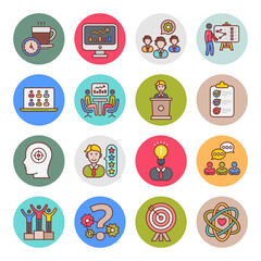 Business And Managment Flat Round Icons - Vectors