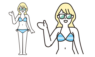 水着の女性のイラスト素材。