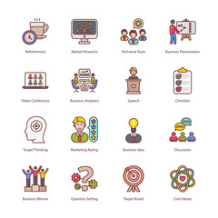 Business And Managment Filled Icons - Stroked, Vectors
