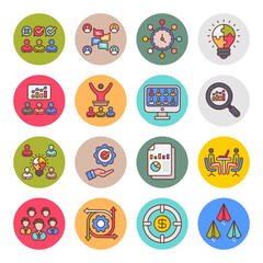 Business And Managment Flat Round Icons - Vectors