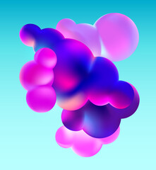 Fluid morphing balls on bright background. Morphing colorful blobs. Abstract vector metaball shapes.