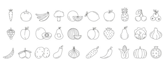 Set of food icons.Fruit and vegetable icons