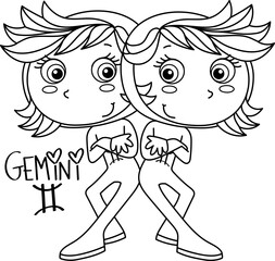 Cute little girls dressed as sgemini sign