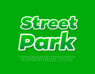 Vector eco emblem Street Park. Creative Font. Modern Alphabet Letters, Numbers and Symbols set