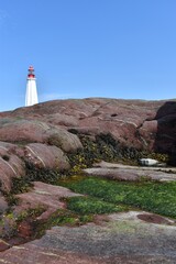 Fototapeta na wymiar The Pointé-aux-Pères lighthouse, Rimouski, Québec, Canada