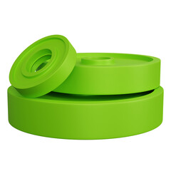 3d rendering green barbell plate isolated