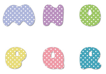 Polka dot alphabet.Pastel polka dots font. Hand drawn letter design for scrapbooks, albums, crafts and back to school projects.