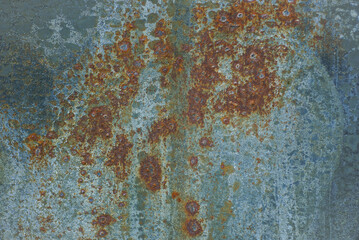 metal texture from an old dirty iron wall in brown rust stains