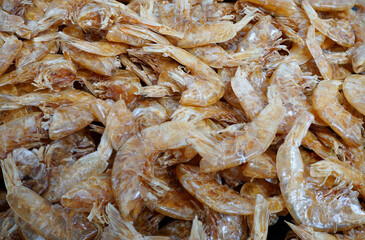 lots of dried shrimp used as a backdrop
