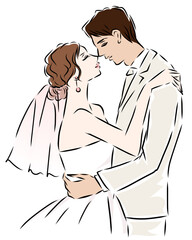 結婚式　誓いのキスをする新郎新婦