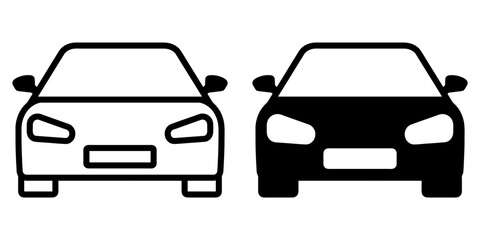 ofvs43 OutlineFilledVectorSign ofvs - car vector icon . isolated transparent . car frontal view silhouette . black outline and filled version . AI 10 / EPS 10 . g11352