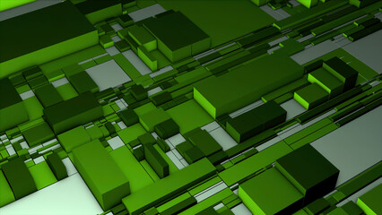 Obraz premium Multicolored rectangles.Motion.Orange and green background in which various long lines that move in computer graphics.