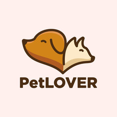Home pets Logo dog cat design vector template. Animals Veterinary clinic Logotype concept icon