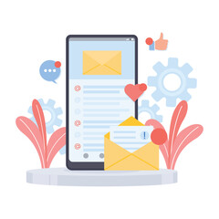 Phone with email notification illustration for email marketing