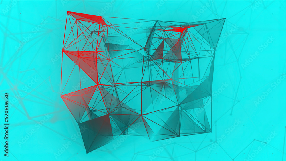 Poster linear plexuses with geometric shapes. motion. geometric shape with lines and angles in futuristic w