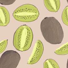 Seamless pattern with kiwi green fresh