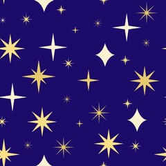 Seamless pattern with  stars at night handdrawn 