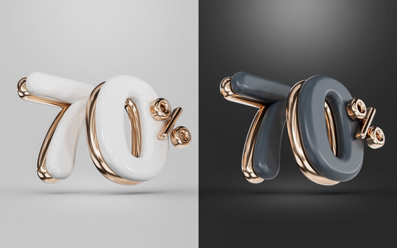 shopping offer 70 percent discount white and black two different color 3d render concept 