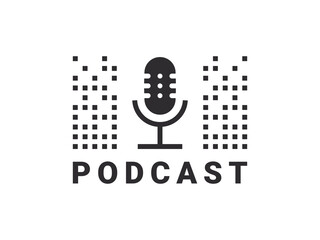 Podcast logo. The microphone icon. Podcast radio icon. Studio mic icons. Vector illustration