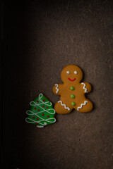 Top view of Christmas gingerbread cookies