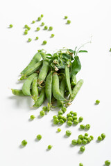  Close up of Fresh green sweet peas in pods