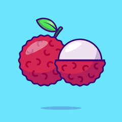 Lychee fruit cute icon vector illustration