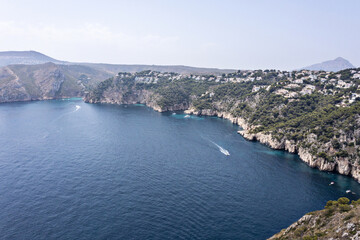 Obraz premium Scenic aerial view of boats 