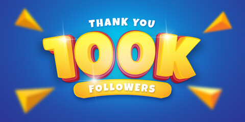 Editable text Thank you 100k followers for subscribe with blue background