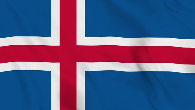 realistic Iceland waving flag. smooth 4k video seemless loop