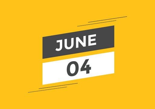june 4 calendar reminder. 4th june daily calendar icon template. Vector illustration 
