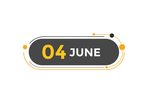 june 4 Calendar icon Design. Calendar Date 4th june. Calendar template 
