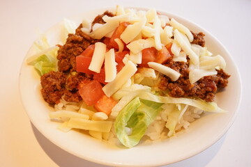 Japanese Food, Okinawa Beef Taco Rice - 日本料理 沖縄料理 タコライス 